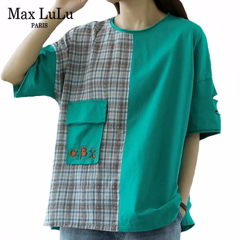 Max LuLu 2020 летняя модная одежда женские корейские клетчатые Топы хлопковые