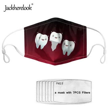 

Jackherelook Face Mask Kawaii Dentist Funny Tooth Pattern Mouth Face Mask with 7 Filters Washable Reusable Unisex Kids Masks
