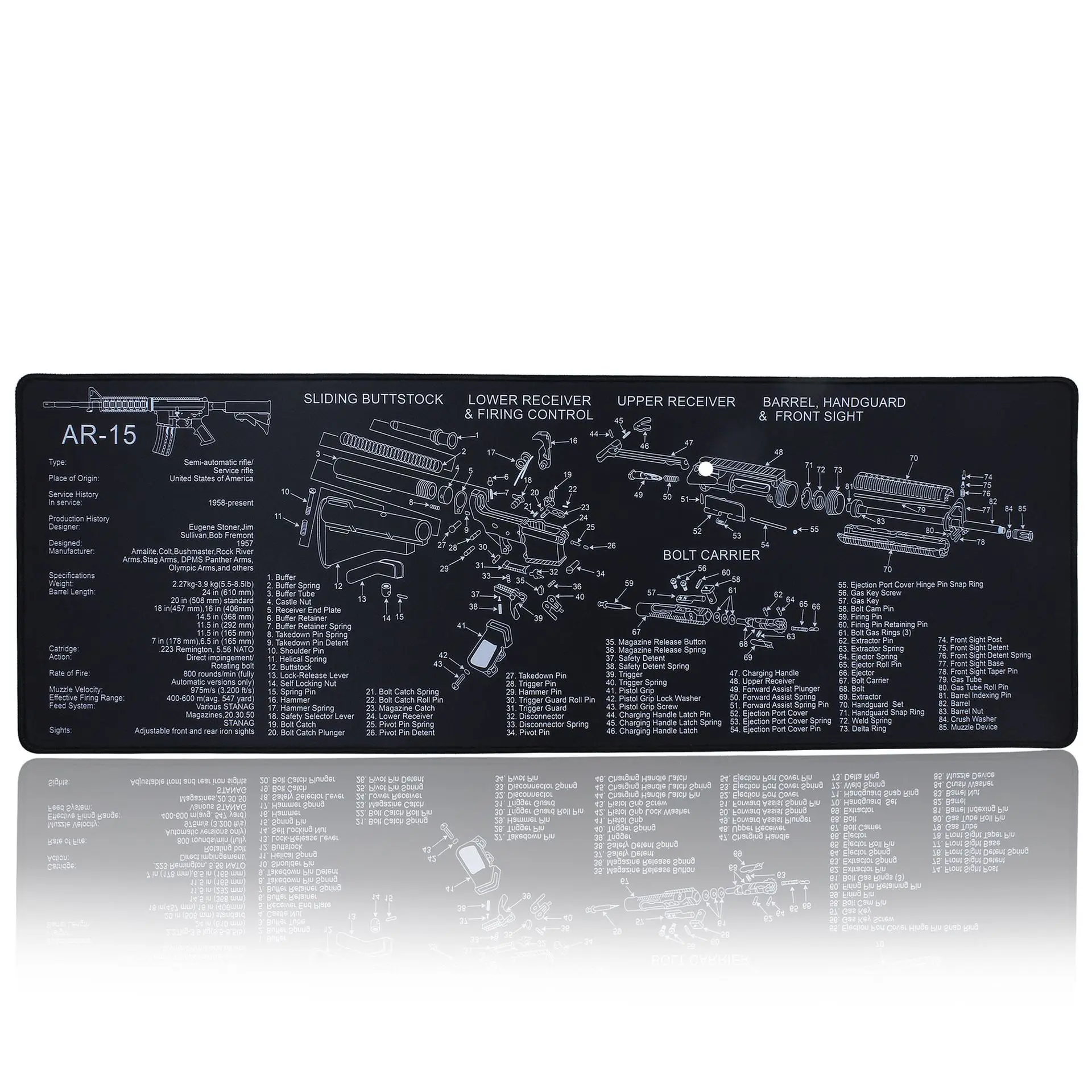

Gun Decomposition Mouse Pad AR-15 Tactical Cleaning Pad AR15 Rubber Pad Gun Cleaning Rubber Mat