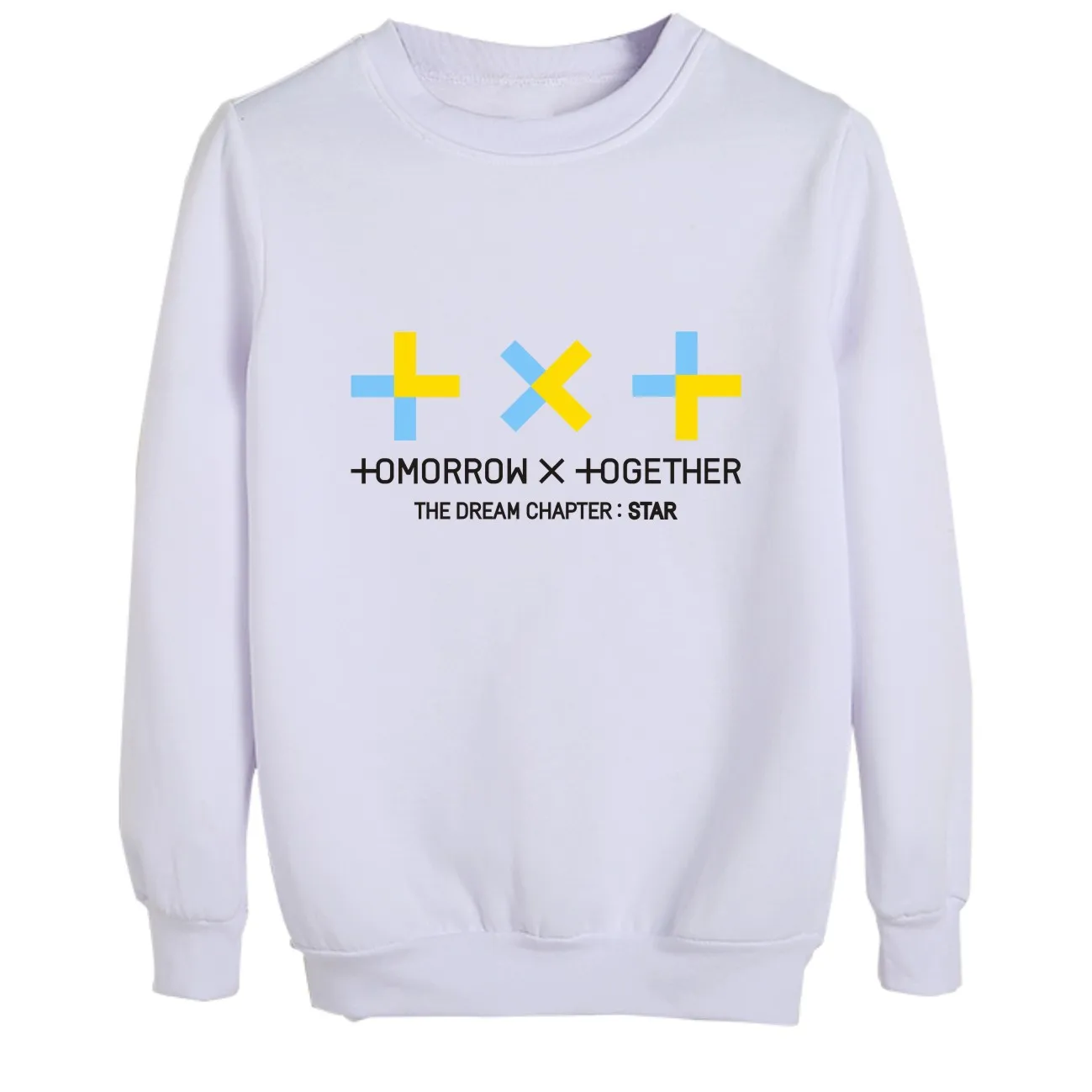 KPOP TXT комбинация в виде головы мечты звезда тот же абзац круглый вырез свитер для мужчин и женщин Прямая поставка - Цвет: white6