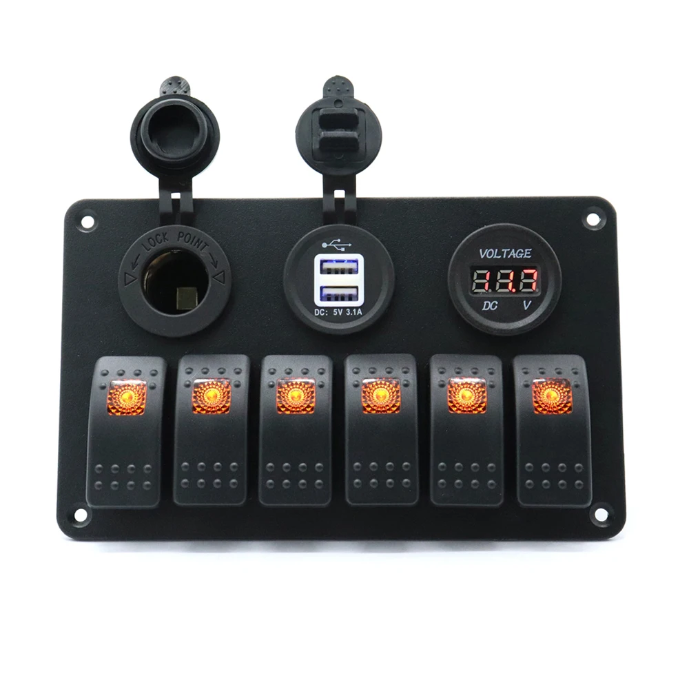 IZTOSS 12 V-24 V DC 6 Gang Авто морской катер Accessior RV Оранжевый Светодиодный переключатель кулисный переключатель Панель