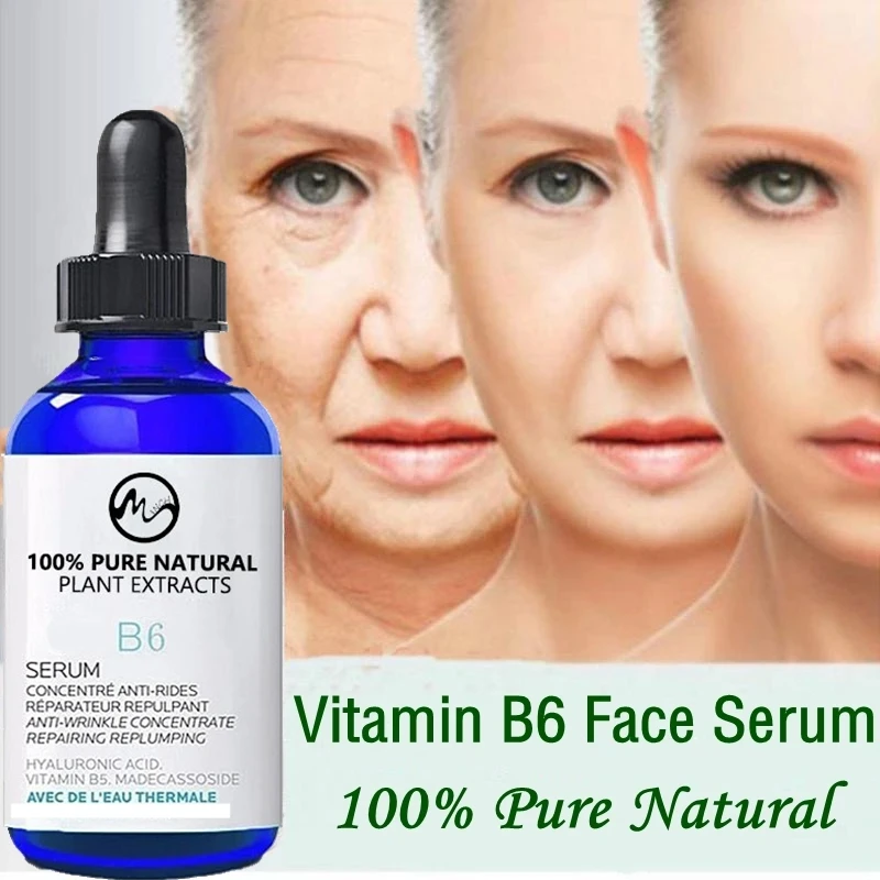 Minch Vitamin B6 Face Serum Hyaluronic Acid Skin Oil 100% Pure Natural Anti-Aging Essence Organic Makeup Base Essential | Красота и