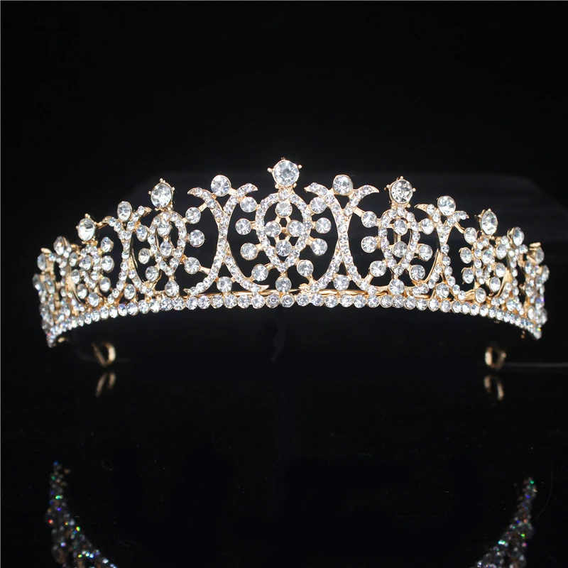 Wedding Crown Bridal Headpiece Gold Silver Color Rhinestone Crystal Diadem Queen Crown Princess Tiaras Wedding Hair Jewelry 