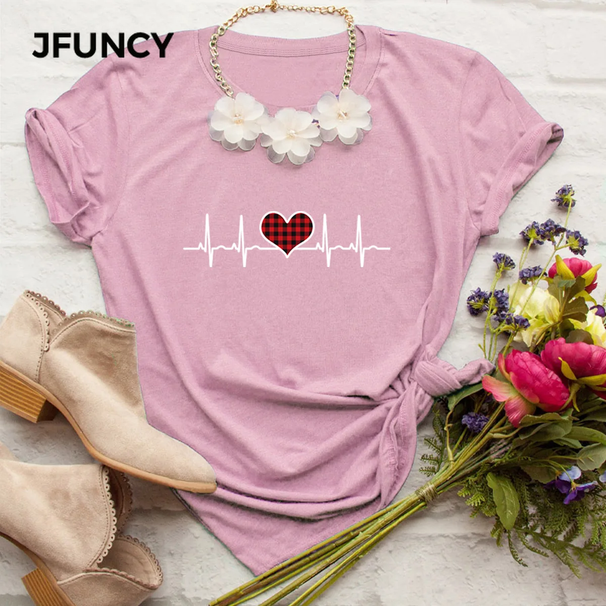 

JFUNCY Plus Size 2020 New Print T Shirt Women Oversize Summer T-shirt Female 100% Cotton Short Sleeve Tee Top Woman Loose Tshirt