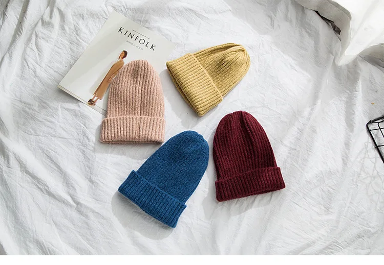 Unisex Autumn Winter Solid Wool Hat Knitted Beanie For Women Men Skullies Beanies Hats Streetwear Fuzzy Beanies Femme 17 Colors
