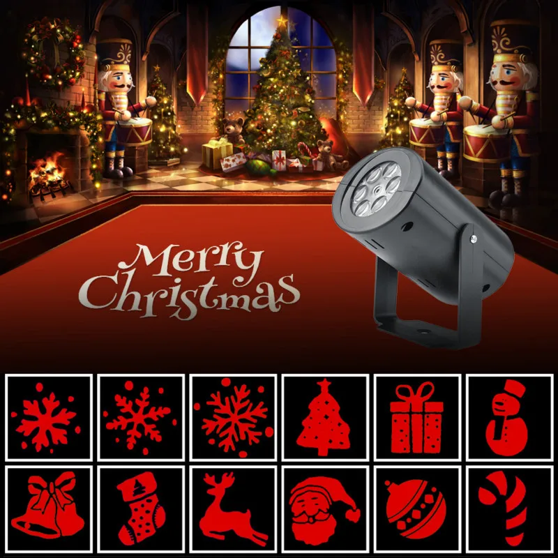 12 Pattern LED Fairy Laser Projector Moving Light Holiday Xmas Decor Outdooor