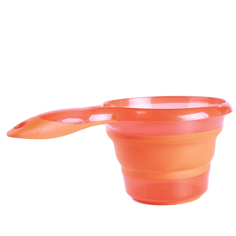 4 Colors Folding Silicone+PP Multi-function Folding Measuring Spoon Food Bags Water Bowl Measuring Cup Food Spoon - Цвет: orange