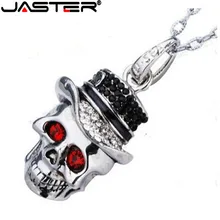 JASTER-unidad flash usb con cabeza de Calavera de Cristal real, tarjeta de memoria USB 2,0, 4G, 8G, 16G, 32G, 64G, envío gratis