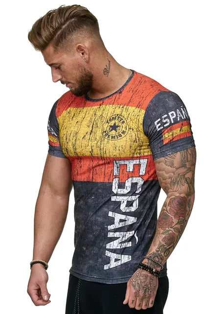 Fashion men's t-shirt ink painting style hand-painted printing casual casual men's street t-shirt men's O-neck shirt JF107