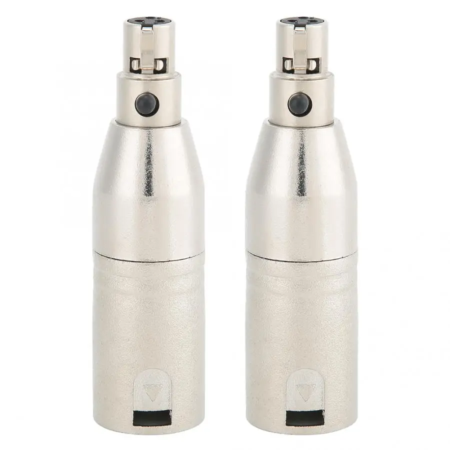 2 шт. позолоченный 3pin MINI XLR Женский к посеребренному XLR 3pin мужской аудио адаптер