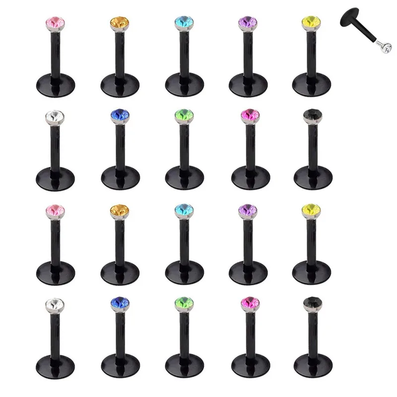 

Tragus Retainer, Clear Lip Studs, 30pcs Flexible Acrylic 2mm CZ Gem Labret Monroe Lip Ring/Tragus/Helix/Cartilage Earring Stud