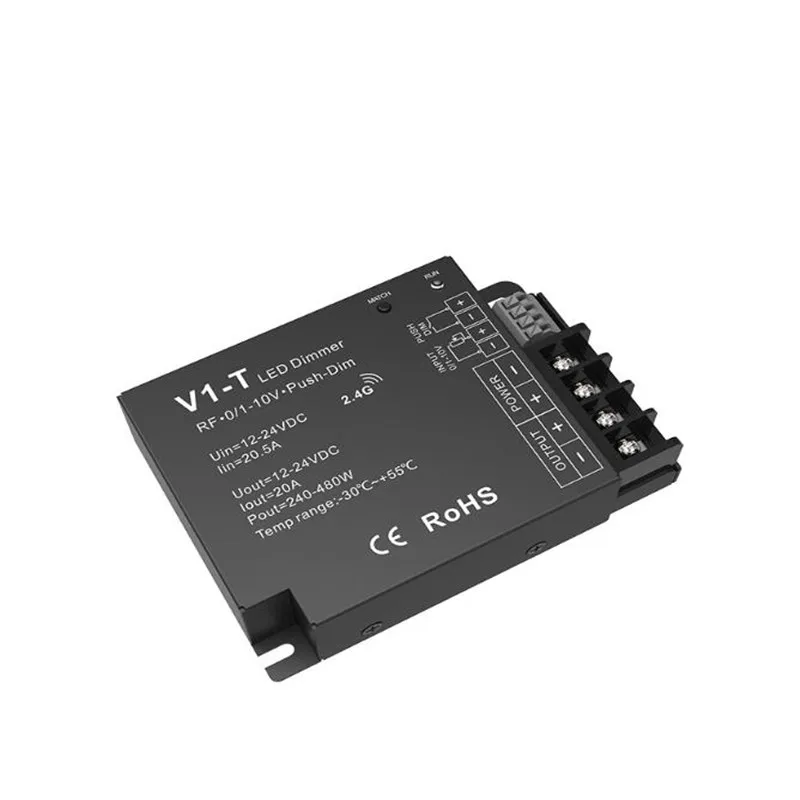 V1-T 3 в 1 Диммируемый светодиодный контроллер 1CH * 20A 12-24VDC CV 0/1-10V Push-Dim Автоматическая