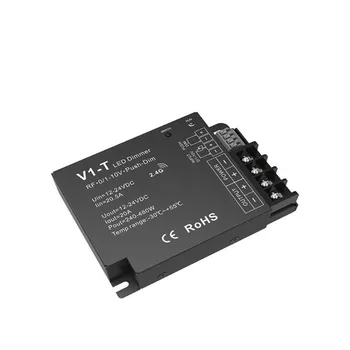

V1-T 3 in 1 Dimming led Controller 1CH*20A 12-24VDC CV 0/1-10V Push-Dim Auto-transmitting Synchronize RF 2.4GHz led strip dimmer