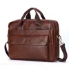 Men Genuine Leather Handbag Fashion Office 14 inch Laptop Briefcase Bag Male Computer Shoulder Bags Men's Business Document Bag ► Photo 1/6