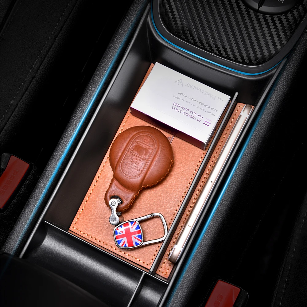 Car Armrest Storage Box For BMW MINI Cooper F60 NEW Countryman Leather Case Central Control Organizer  Auto Interior Accessories