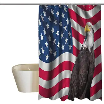 

Eagle Geometric Shower Curtain Patriotic Symbols of The Land with an American Flag with a Bald Eagle Nationalism for Kids
