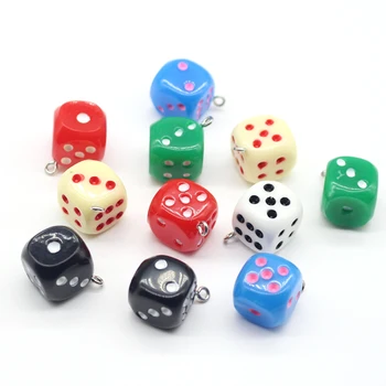 

10pcs/lot Fun Mini Figurines Resin Dice Charms For Keychain Findings Diy Crafts Necklace Earring Pendant Make Jewelry Accesory