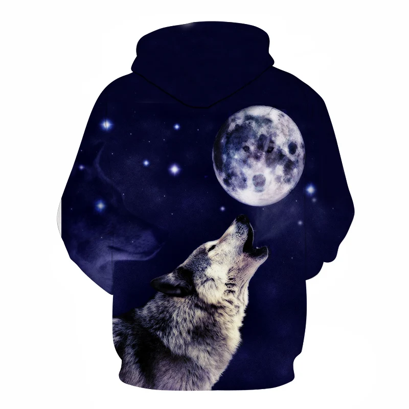 3d-printed Wolf men and women sportswear long-sleeved pullover hoodie streetwear hip-hop sweatshirt loose jacket jacket harajuku