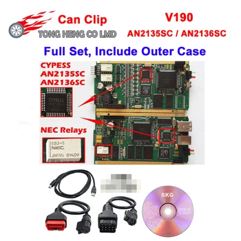 

Best Quality Can Clip V190 With CYPRESS AN2135SC/2136SC Chip OBD2 Diagnostic Tool Support Russian Language