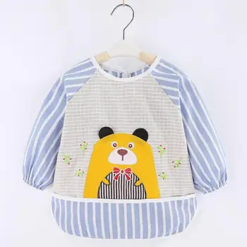 

Baby coverall cotton waterproof cotton long-sleeved baby child meal clothes boy apron girl