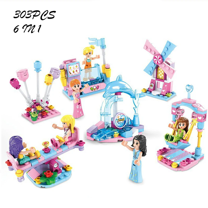 

Disney FrozenAmusement Park Building Blocks seesaw swing Model Bricks Compatible City Friendsed Series Bricks Toys For Kids gift