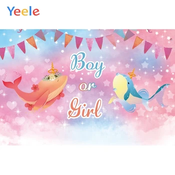 

Yeele Baby Birthday Cute Dolphin Little Whale Pink Photography Backdrops Personalized Photographic Background For Photo Studio