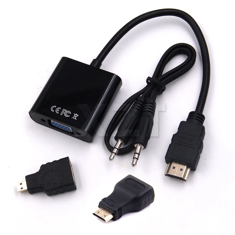 Для ПК HDTV дисплей проектор 1080P 3в1 HDMI в VGA кабель конвертер адаптер аудио+ MINI HDMI Micro для HDMI разъем