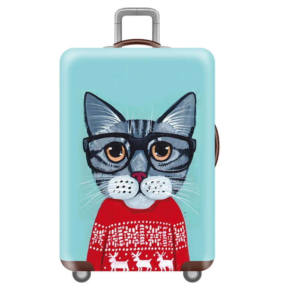 3D Kawaii Cat багажный чехол защитный чехол водонепроницаемый плотный эластичный синий чемодан чехол для 18-32 дюймов XL аксессуары для путешествий