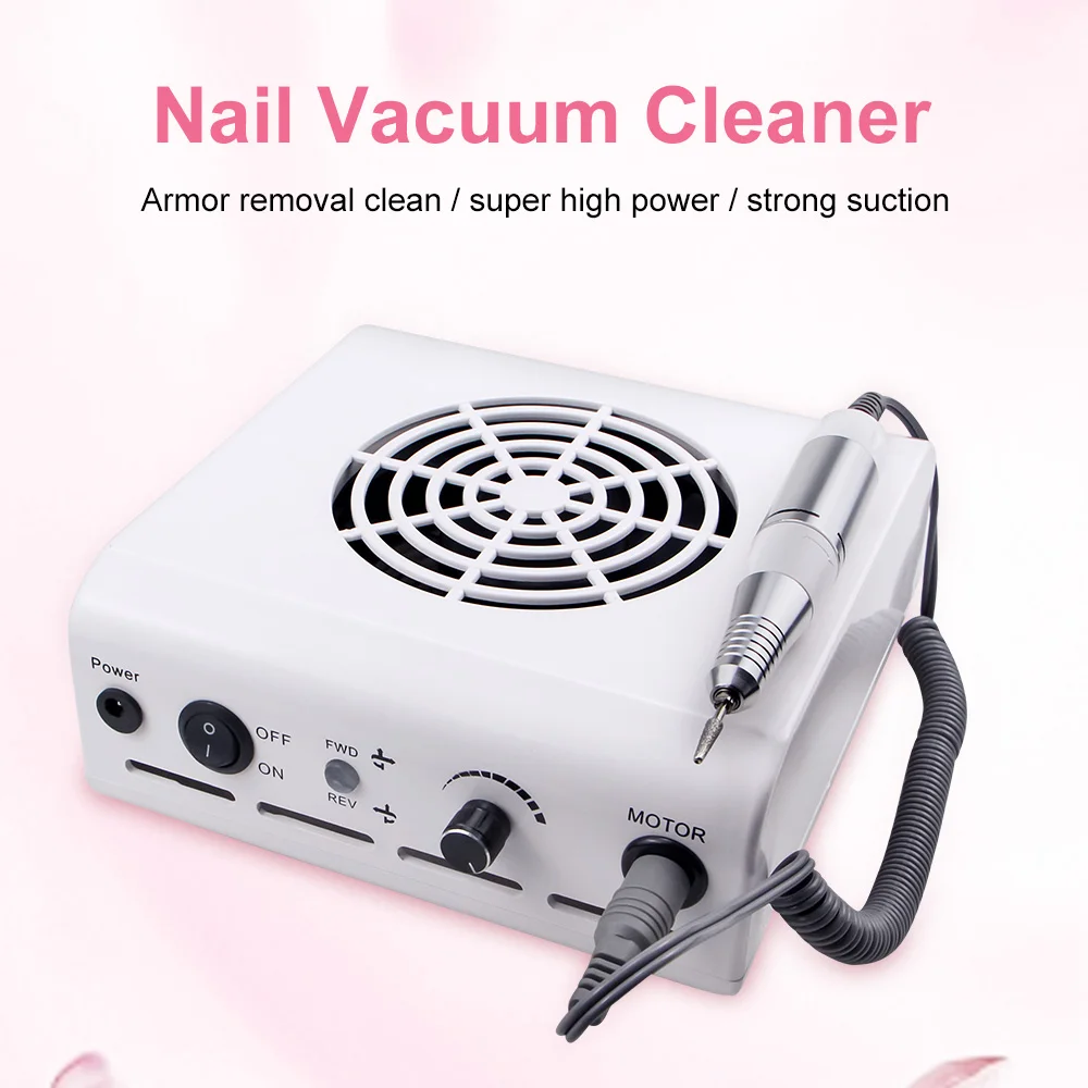 

80W 2-in-1Manicure Machine Nail Drill Machine Nail Dust Collector With Adjustable Speed Handle Powerful FAN Nail Art Salon Tool