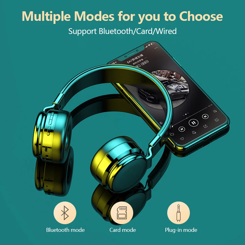 New Wireless Headphones Bluetooth Headset Foldable Stereo Headphone Gaming Earphones With Microphone For PC Mobile Phone Mp3