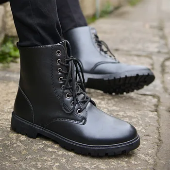 

Men Boots British Red High Top Mens Army Boots Korean Zipper Men's Snow Winter Boots Cowboy Boots for Men BLACK size 39-44 639