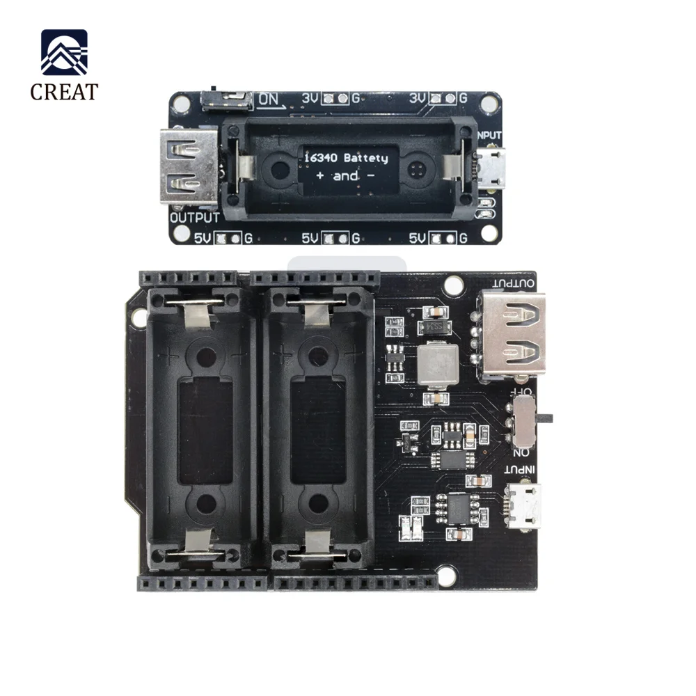 ESP8266 ESP32 Alimentatore Ricaricabile Dual 16340 Batteria Al Lio Caricabatterie Modulo Scudo Per Arduino R3 Scheda Power Bank - Foto 10