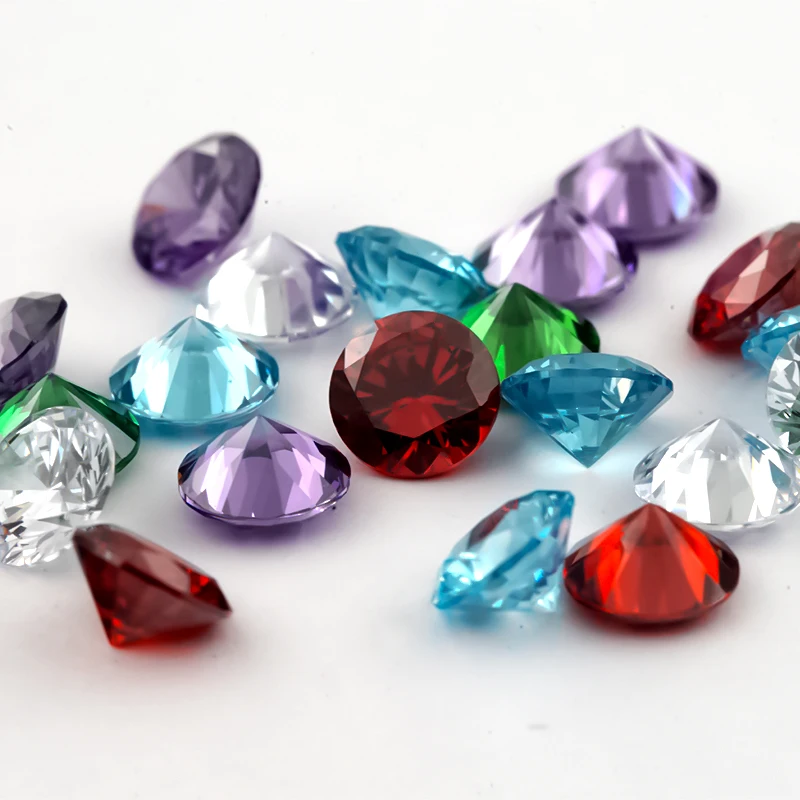 1~12mm 5A Runde Lose Zirkonia-Steine Weiß Granat Amethyst Grün Meerblau Mix 5 Farben CZ Edelsteine für Schmuckherstellung