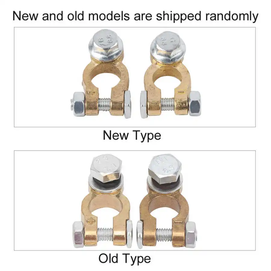 2pcs Car Positive Negative Connectors Good Conductivity Brass Material Post 300a Large Current M10 Single Screw For Automobiles Battery Terminal Connectors