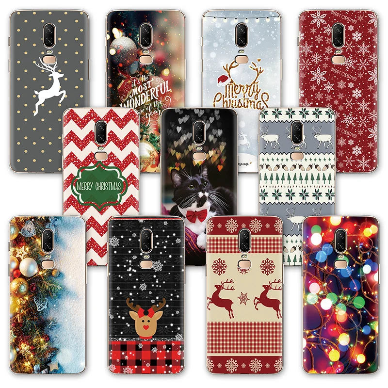 

NEW YEAR Merry Christmas luxury Cases for One Plus 5T 6T 6 3 5 Case Silicone Soft TPU Bags Cover for One plus 7 Pro Print Coque