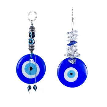 

H&D Blue Evil Eye Window Hanging Suncatcher Ornament Collectible Housewarming Gift Home Decor Pendant for Protection,Good Luck