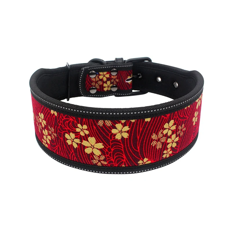 F Светоотражающий собачий ошейник с принтом, регулируемый ошейник для домашних животных, ошейник для средних и больших собак, ошейник для прогулок - Цвет: F