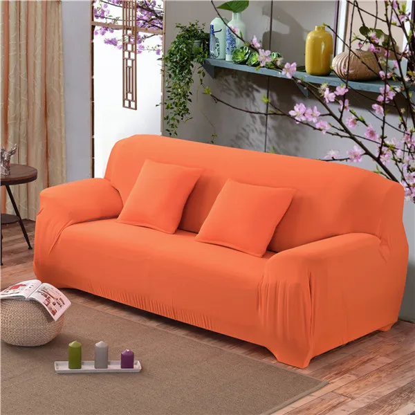 23 Цвета, Одноцветный эластичный чехол для дивана, для гостиной, универсальный, тянущийся, L-style, секционный угловой Диванный чехол, чехлы - Цвет: Orange
