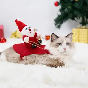 

New Pet Cat Dog Costume Christmas Funny Santa Claus Riding Equipment Dress Role Play Apparel Cosplay Christmas Gifts for pets