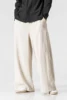 2023 Mens Cotton Linen Wide Leg Pants Summer Men Casual Solid Elastic Waist Straight Loose Trousers Male Black Track Pants M-5Xl 5