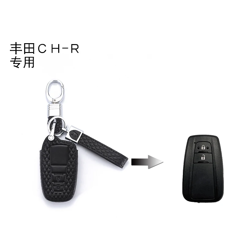 Микрофибра из натуральной кожи Автомобильный ключ чехол для Toyota CHR C-HR Prius Camry 2 кнопки умный дистанционный чехол для ключа крышка доступа