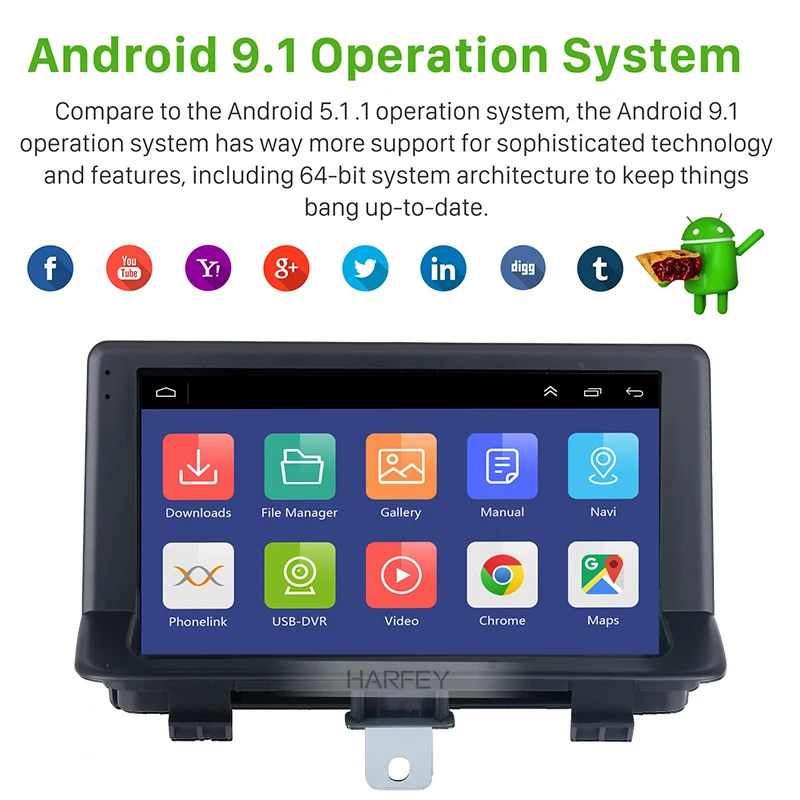 Harfey для AUDI Q3 2013 2017 Android 9 1 &quotBluetooth GPS Navi авто радио Поддержка 3G WIFI заднего вида DAB + DVR