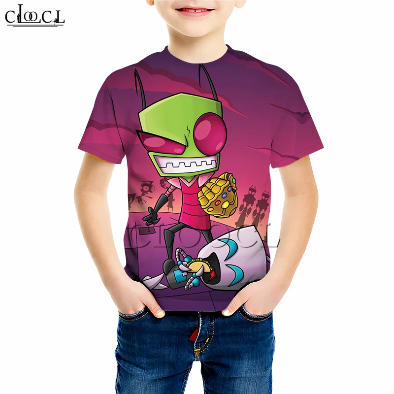 

Harajuku Anime Invader ZIM Printing T Shirts Boy Girl 3D Sweatshirt Cartoon Alien Sets Funny Baby Hoodie Casual Kids Shorts Suit