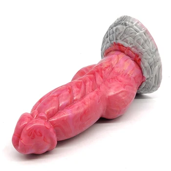 YOCY Huge Dragon Anal Toy For Male Masturbate Flat 7.5cm Dia Silicone Butt Plug With Suction Cup Gray Meat Color Fantasy Dildo 5