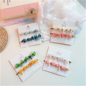 

Korean Colored Rough Stone Fresh Design Hairpin Girl Clip Bangs Clip Alligator Clips Women Girls