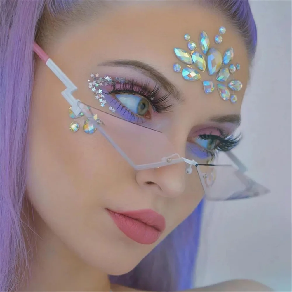 Cat Eye Sunglasses Diamond Shape Women Retro Rimless Sun Glasses UV400 Trendy Narrow Frame Streetwear Hiking Cycling Eyewear women sunglasses
