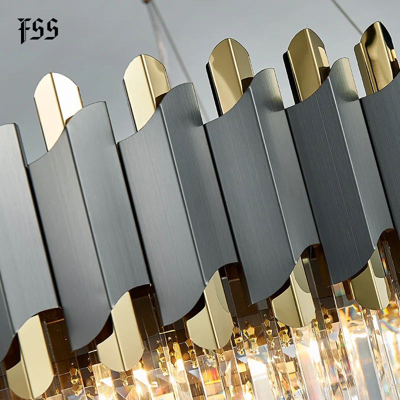 Новинка современная хрустальная прямоугольная люстра FSS с хромом светильник для