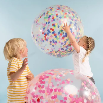 

Extra large 36‘’ round transparent paper confetti latex balloons sequin balloon helium balloon can float birthday party wedding