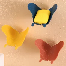 

Bathroom Creative Storage Drain Butterfly Rack Soap Mounted Box No Toilet Hole Bathroom Wall-mounted Portable Soap Dishes