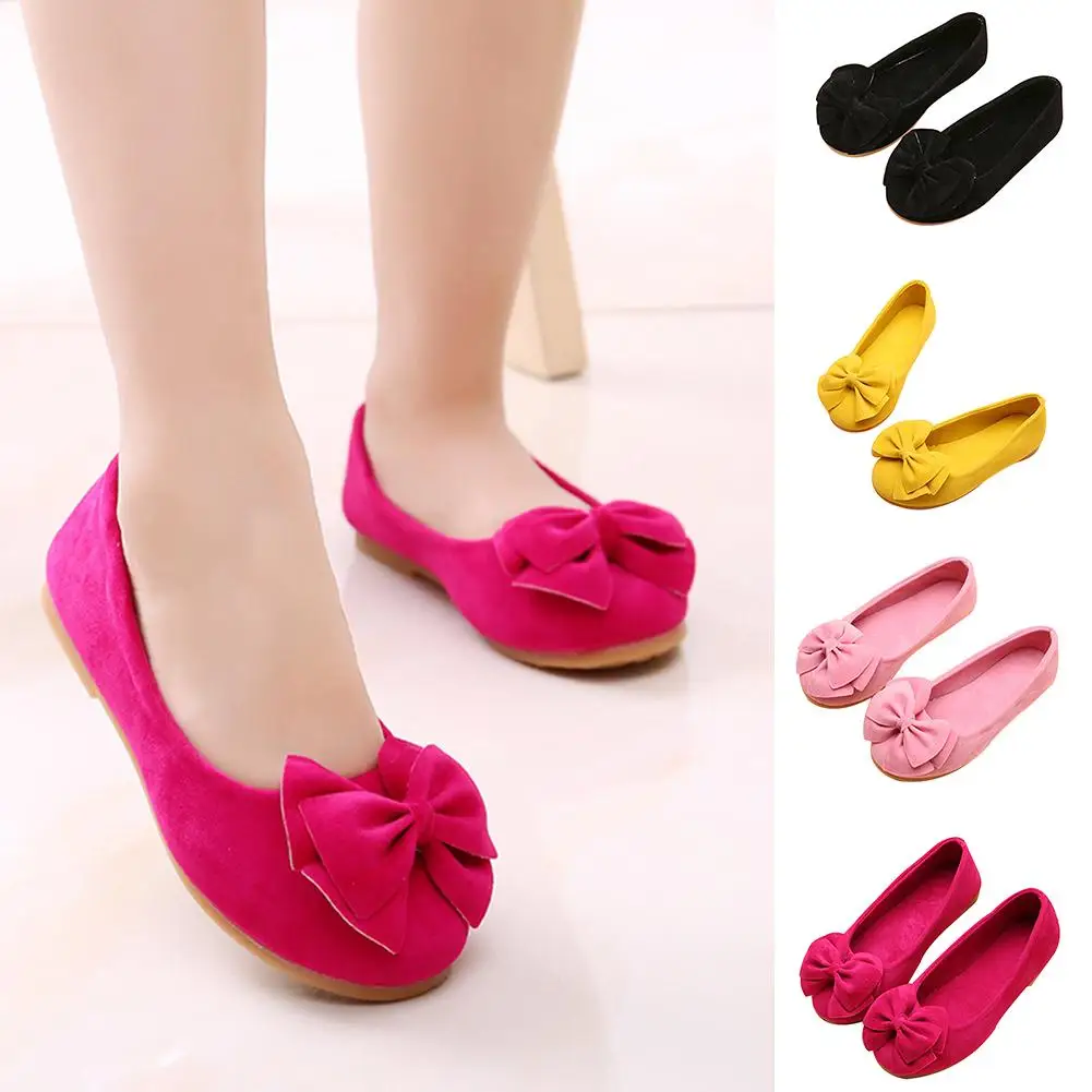 

Spring Autumn New Fashion Kids Girls Shoes Bow Princess Party Dress Kid Flat Heels Shoes one-legged Single Shoes For Girls